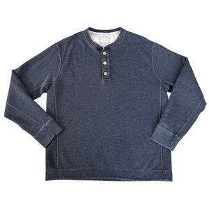 Abercrombie & Fitch Mens Henley Sweatshirt S Blue Fleece Lined Pullover Casual